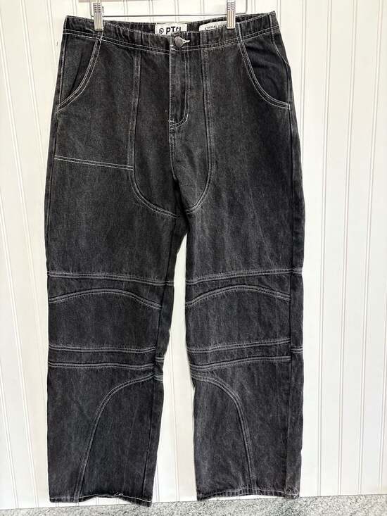 Ethikal Brand Other - PTCL Ethikal Brand Black Washed Contrast Stitch Paneled Motorcycle Pants Size 30